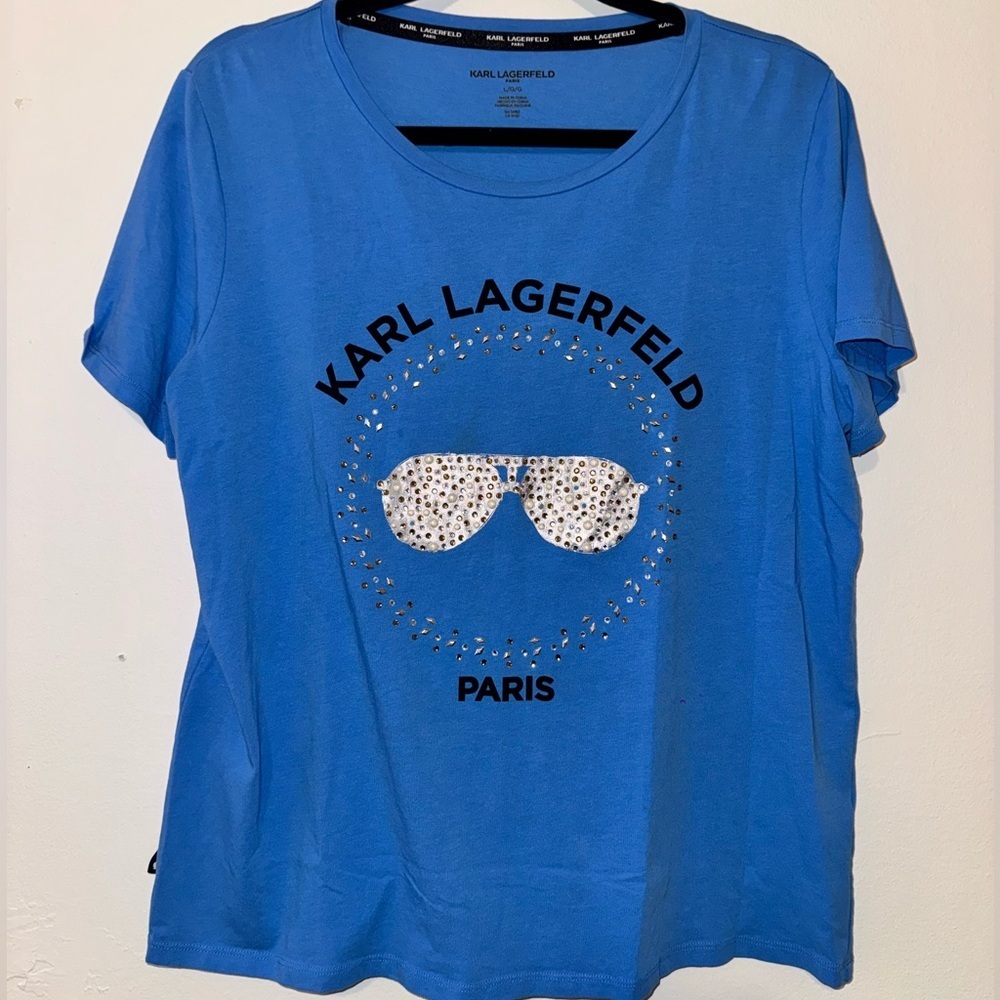 🎉Blue Tee Sunglasses Graphic with Rhinestone